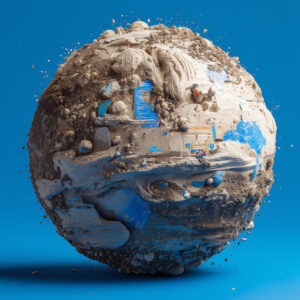 Ein Ball aus Matsch mit Code Elementen