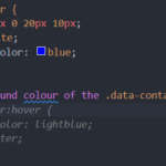 Ausschnitt aus dem CSS-Code: Zu sehen ist die Klasse „.data-container”