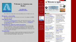 Screenshot Amazon 1994 und AppleCom 1997 Zeitungsmetapher im Web