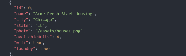 angular homes app json