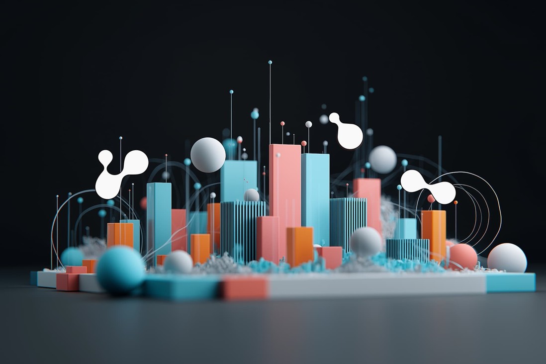 3D Gebäude in verschiedenen Farben