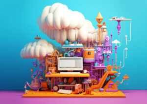 Illustration Maschine und Computer